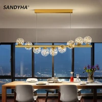 nordic modern glass ball gypsophila chandelier for dining room kitchen led lamp lustre home decor gold pendant lighting fixtures