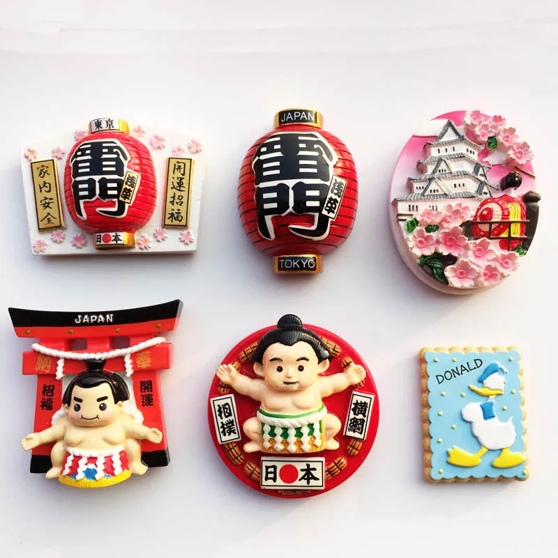 

Tourism Japan Refrigerator Paste Souvenir Fridge Magnets Japanese Fuji Mountain Cherry Blossoms 3D Cute kimono Sumo Magnetic Gif