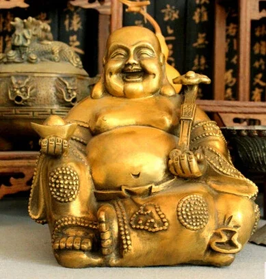 SCY 329 +++ Медные украшения Maitreya Zhaocai такие как большой живот статуи смеющегося Будды