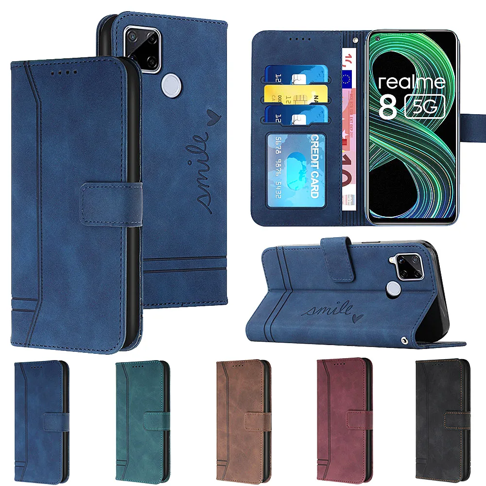 

PU Leather Wallet Case for Realme 9 Pro 8 8 Pro 7 7i C12 C15 Card Holder Flip Cover for OPPO A93 94 95 A73 A55 A54 A52 A9 2020