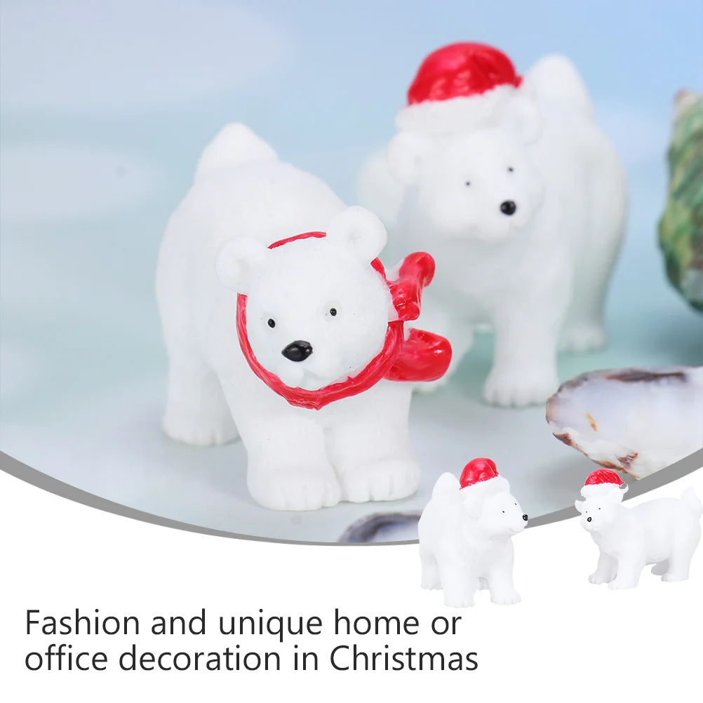 

Christmasminiature Animal Ornament Decorations Ornaments Snowball Figurines Resin Arctic Mini Figurine Miniatures Table Indoor
