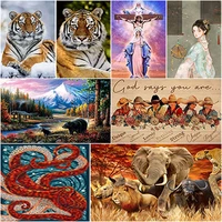 diy character diamond painting full drill 5d tiger animal beauty religion art mosaic kit large size wall decoration gift crefts