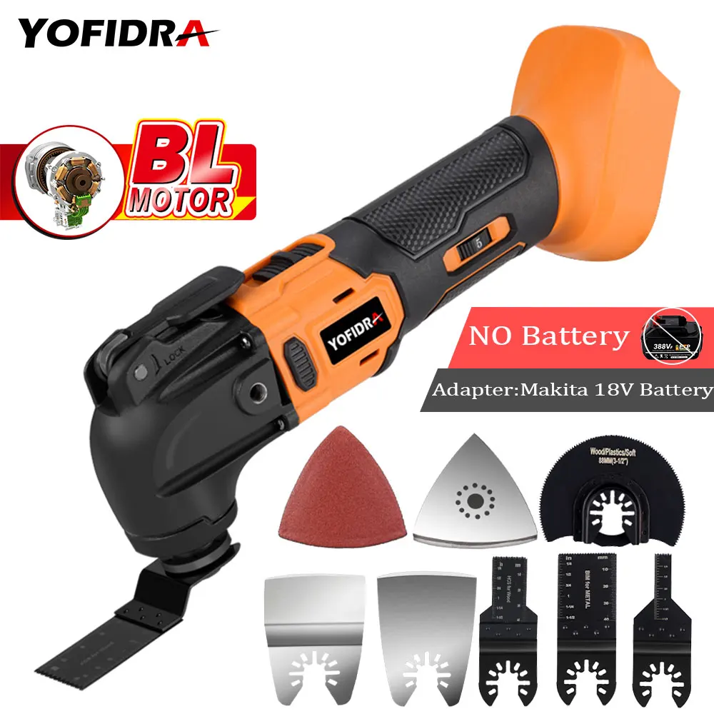 

Yofidra Brushless Oscillating Multi-Tool for Makita 18V Battery Electric Saw Trimmer Trimming Shovel Cutting Woodworking Tool