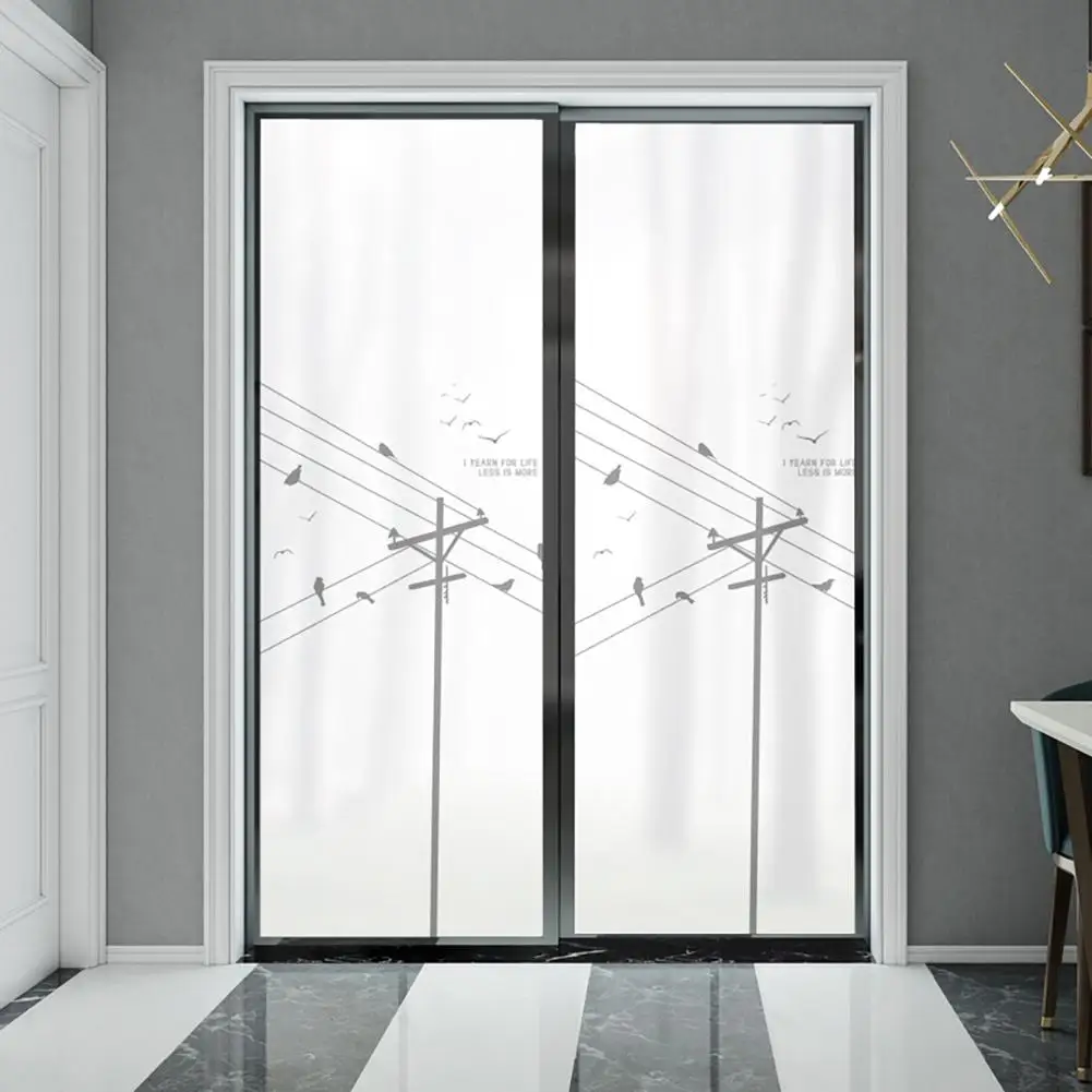 

Matte Window Film Bird On Wire Removable Privacy Frosted Film Stickers For Window Bathroom Door Decoration