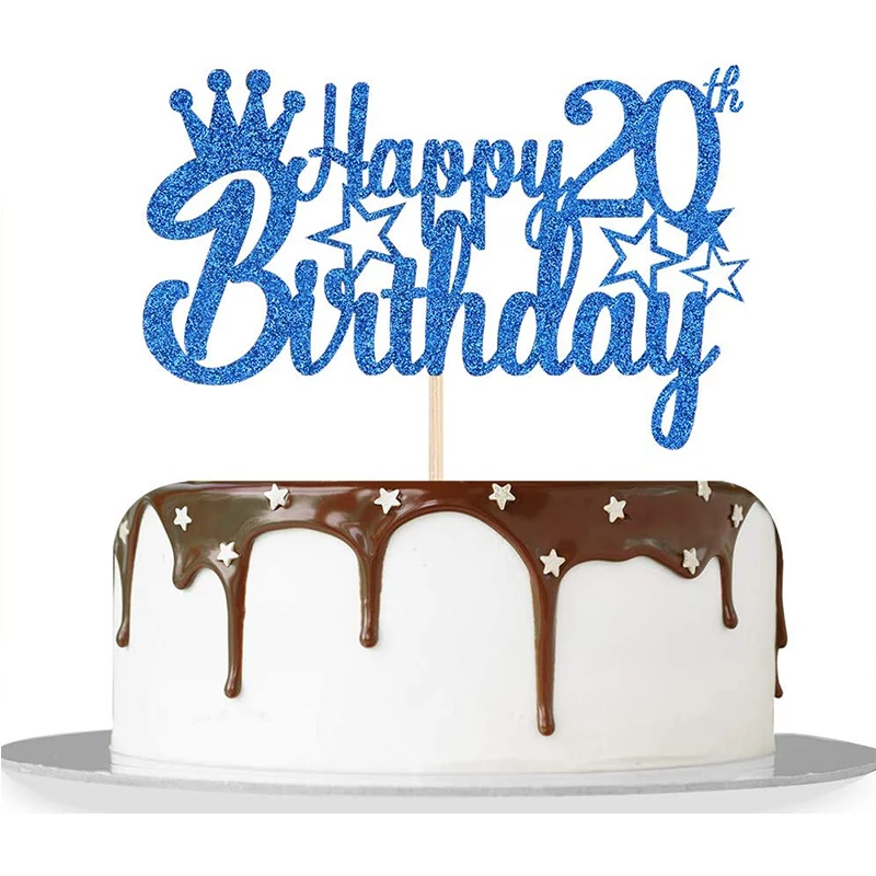 

Glitter Blue Happy 13th 18th Number Birthday Cake Topper 21th Birthday Cake Topper for Boy 10st Birthday Party Cake Decorations