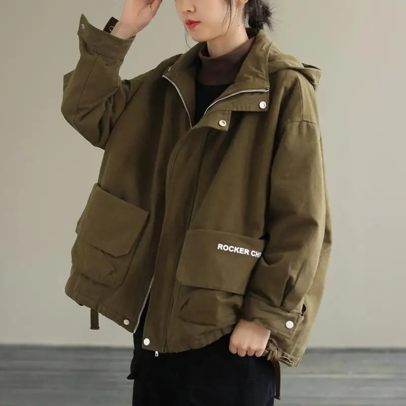 New Winter Coat for Women Coats Parkas Jackets Oversize Hooded Cotton Padded Jacket Loose Korean Fashion Harajuku Retro