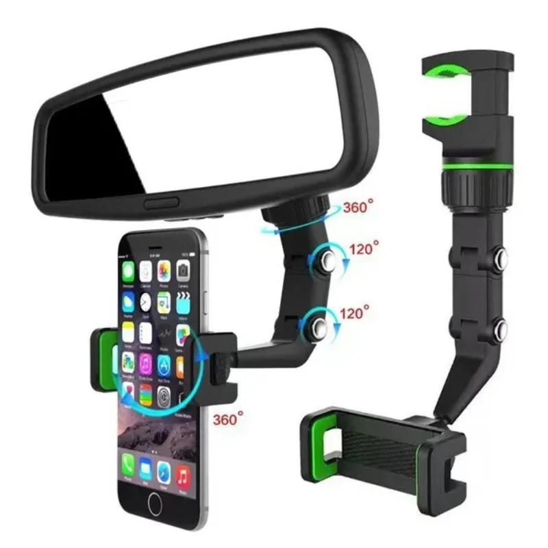 

360° Rotatable Car Rearview Mirror Phone Holder Seat Hanging Clip Bracket for 2-4inches Mobile Phone Car Accessories Interior