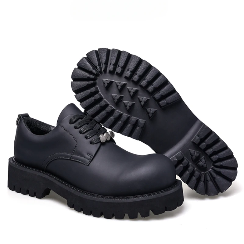 Мужские туфли дерби в британском стиле обувь на толстой подошве увеличивающая