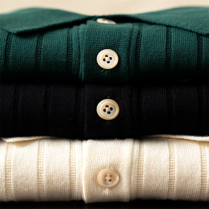 

Red Tornado Ribbed Knit Polo Shirt Vintage Fashion Striped Short Sleeve T-Shirts