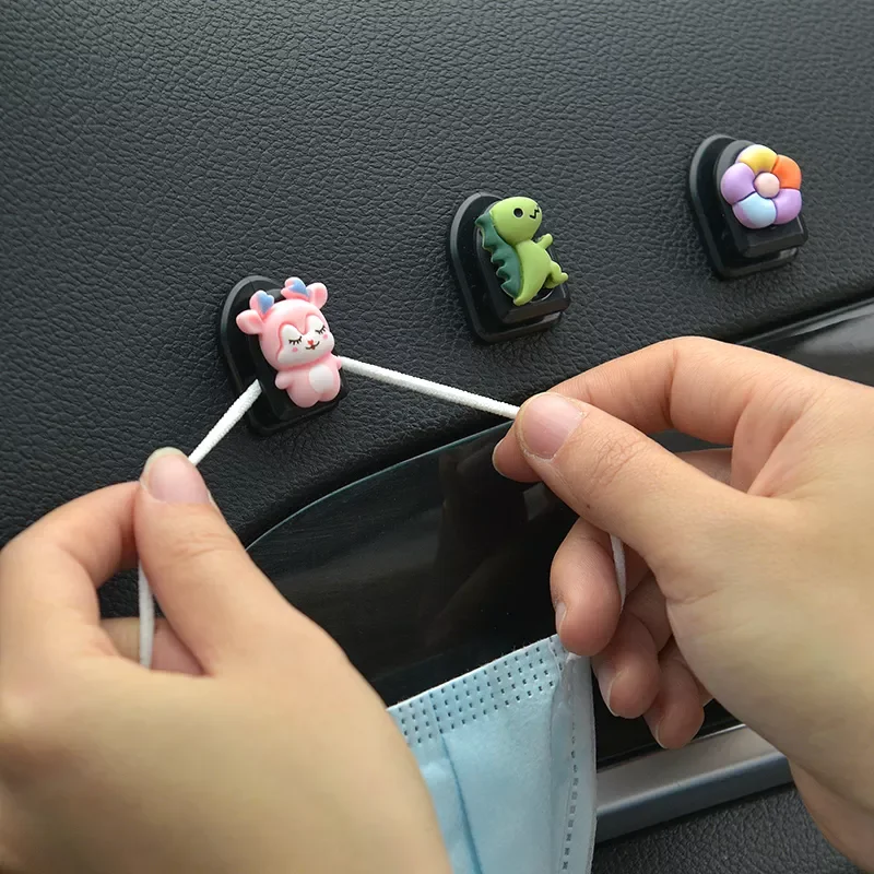 

Car Hooks Organizer Storage Hanger ABS Cute Animal Car Interior Accessories for USB Cable Headphone Hook Clips