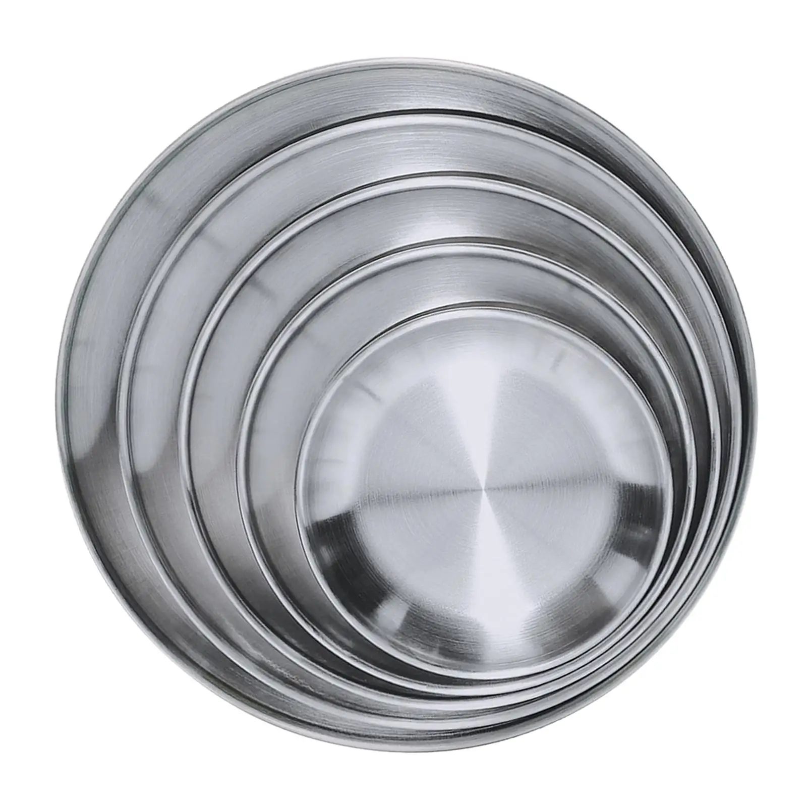 

5x Stainless Steel Set Metal Round Dish Food Container for Outdoor