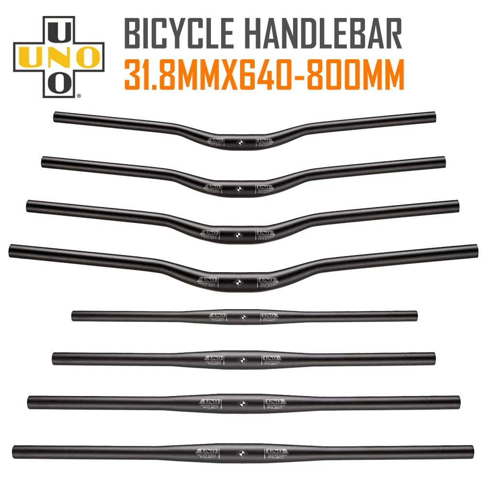 UNO Bicycle Rise Handle Bar MTB Flat Bike Handlebar 31.8 Bicycle Handlebar 640 680 720 740 760 780 800mm Alu Handlebar Parts