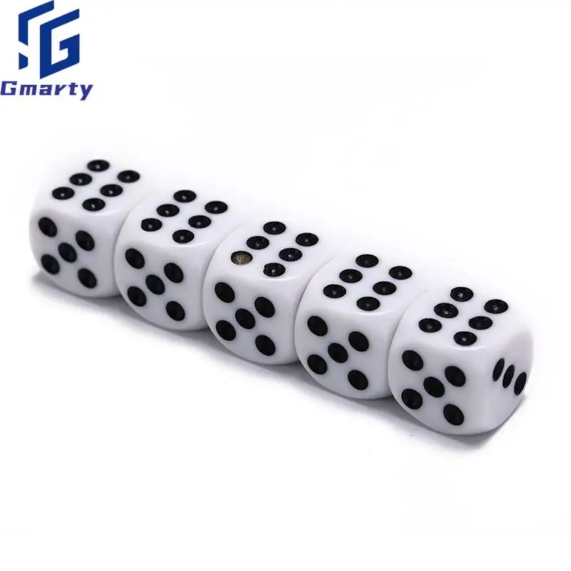 

5Pcs/Lot 10mm/16mm Drinking Dice Acrylic White Round Corner Hexahedron Dice Club Party Table Playing Games RPG Dice Set