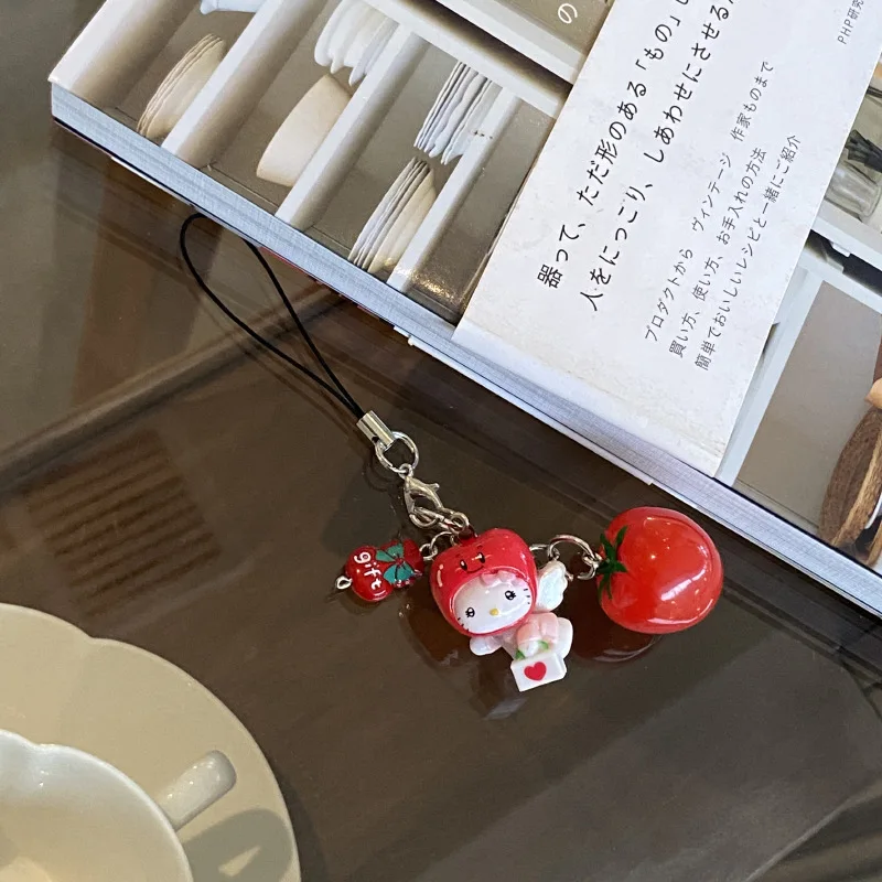 Sanrio Hello Kitty Рождественский Новый Год Фруктовый Брелок Креативный Помидор Рюкзак