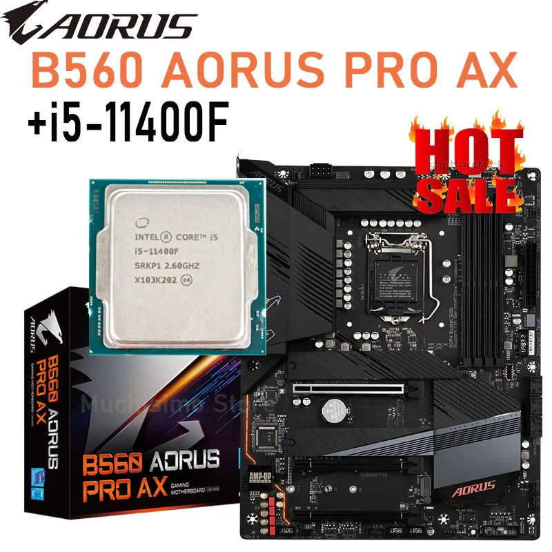 

Материнская плата LGA 1200 GigabyteB560 AORUS PRO AX + процессор i5 11400F Combo 128 ГБ DDR4 3200 МГц Настольный компьютер B560 Placa-Mãe ATX SATA III M.2