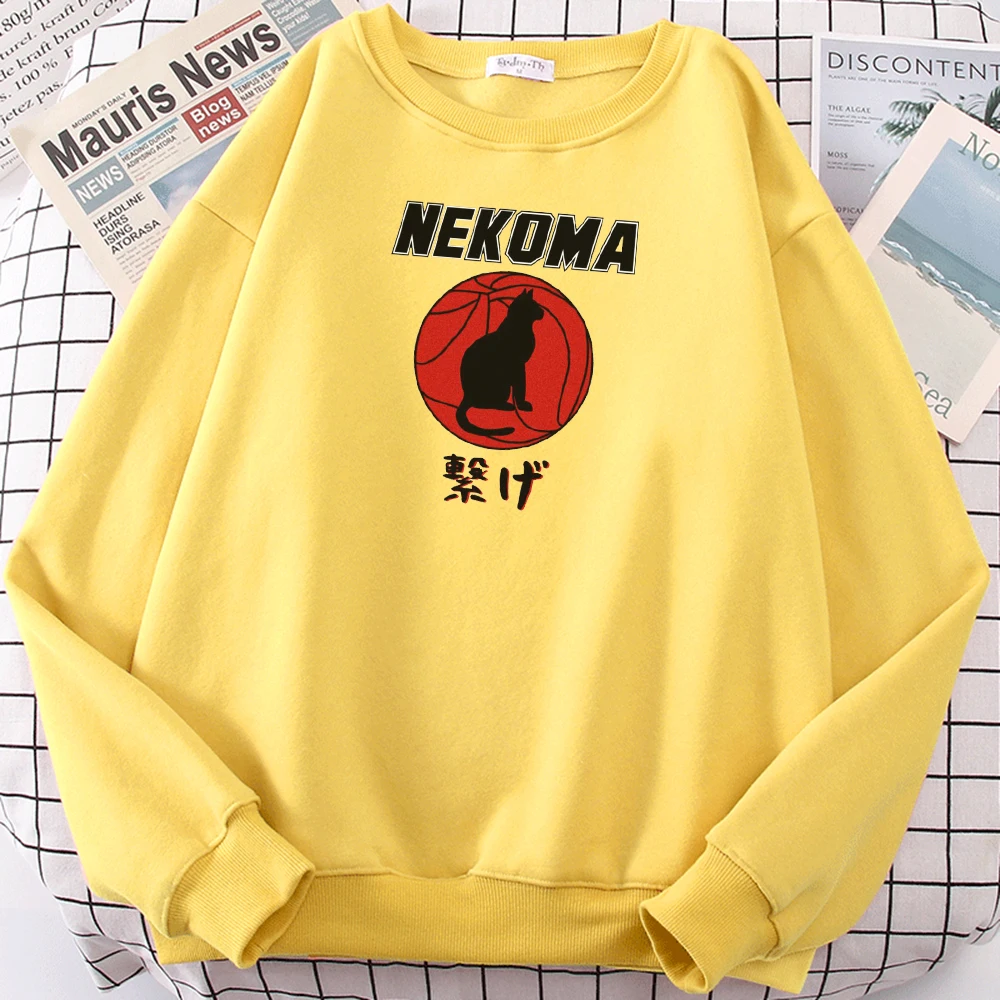 

Haikyuu Nekoma Club Cute Cat Printing Men Sweatshirt Comfortable Brand Clothes Thermal Vintage Male Hoodie Large Size Hoodies