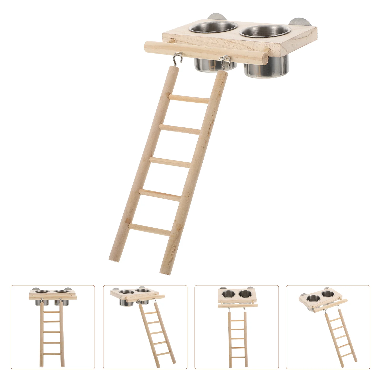 1 Set Parrot Feeder Bird Ladder Climbing Parrot Feeding Cup