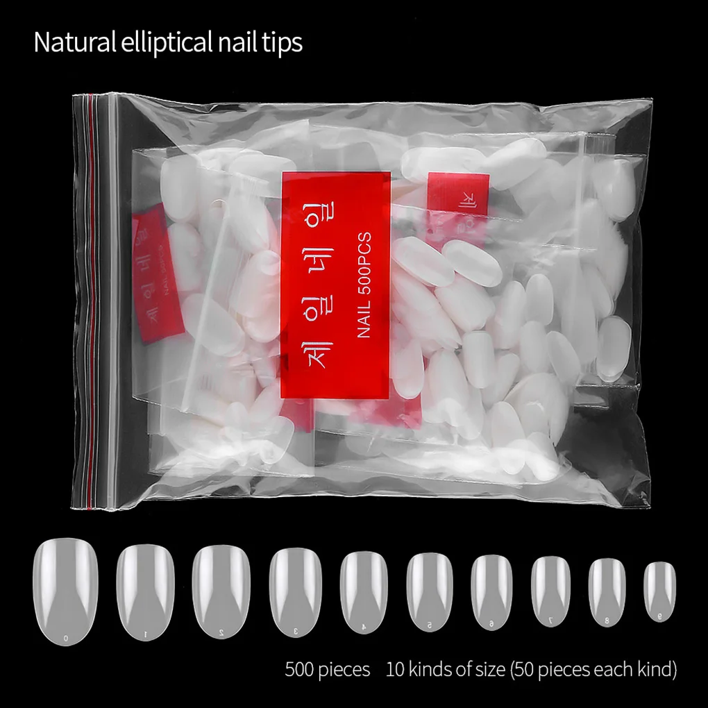 

500Pcs/pack Transparent Short Oval Fake Nails Natural Full Cover Nail Tips Decorations Pressed On The Nails