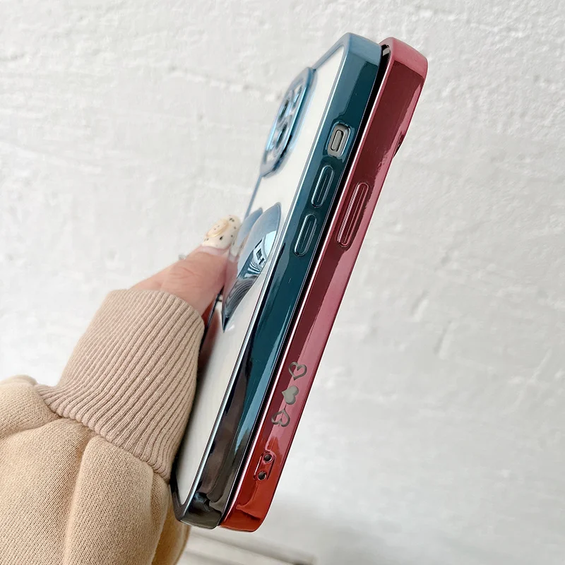 Прозрачный защитный чехол для IPhone 13 11 12 Pro Max с 3D градиентом и любовным сердечником