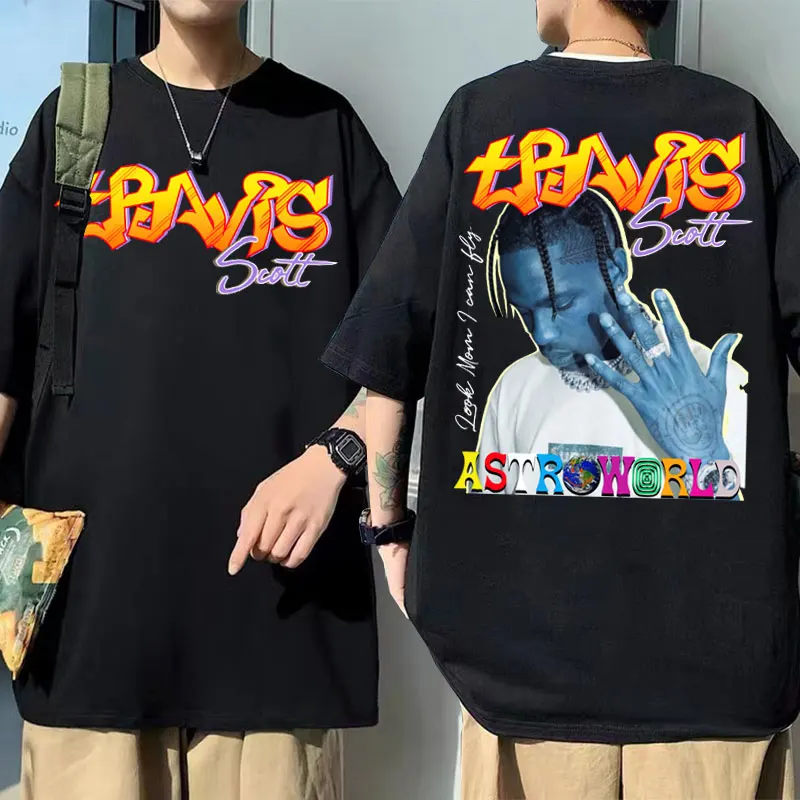 

Travis Scott Tshirt Mens Hip Hop Harajuku Oversized Print T-shirt Men Women LOOK MOM I CAN FLY ASTROWORLD Cactus Jack T Shirt