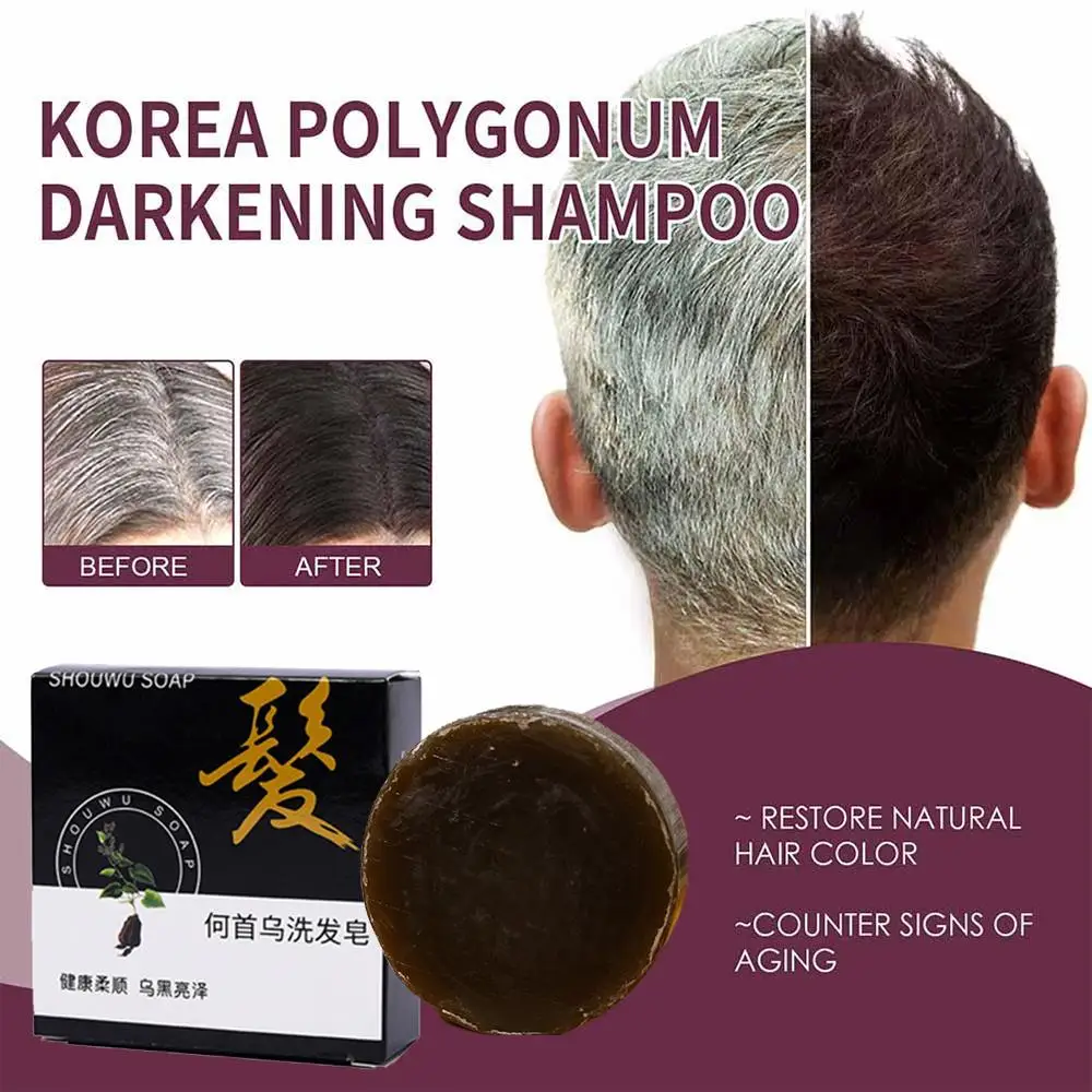 Soap Hair Darkening Shampoo Bar Repair Gray White Hair-Color Natural Shampoo Hair Dye Body Face Hair-Conditioner Organic S2J4