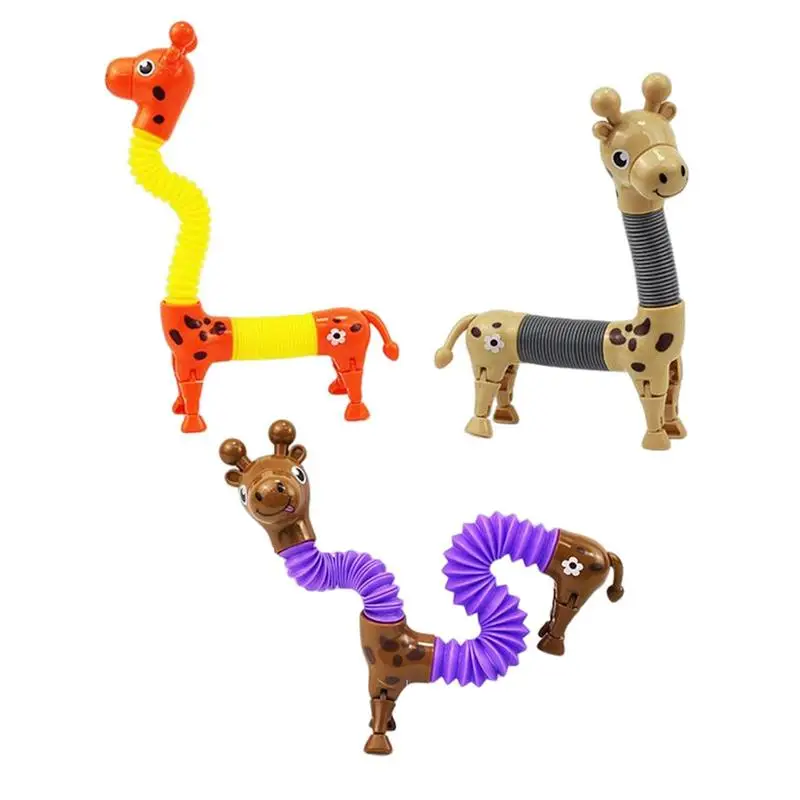 

Stretch Tube Giraffe Puzzle Toy Novelty Stress Toy Educational Cartoon Telescopic Giraffe Shape Sensory Toy for Toddlers Kids