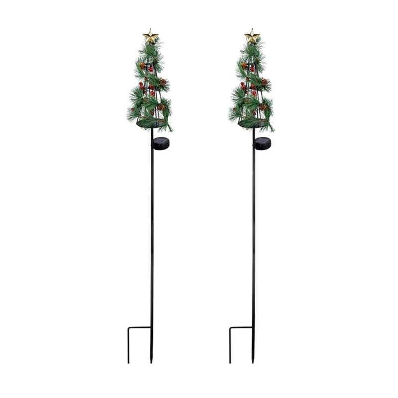 

2pcs Solar Christmas Tree Garden Stake Party Decoration Present Supplies