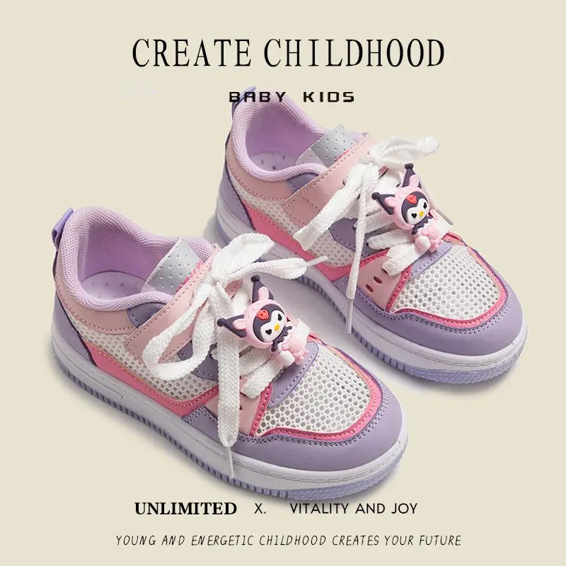 

Anime Kawaii Sanrio Hello Kitty Cartoon Girls Sneakers Mesh Breathable Spring Autumn New Children's Sports Shoes Casual Shoes