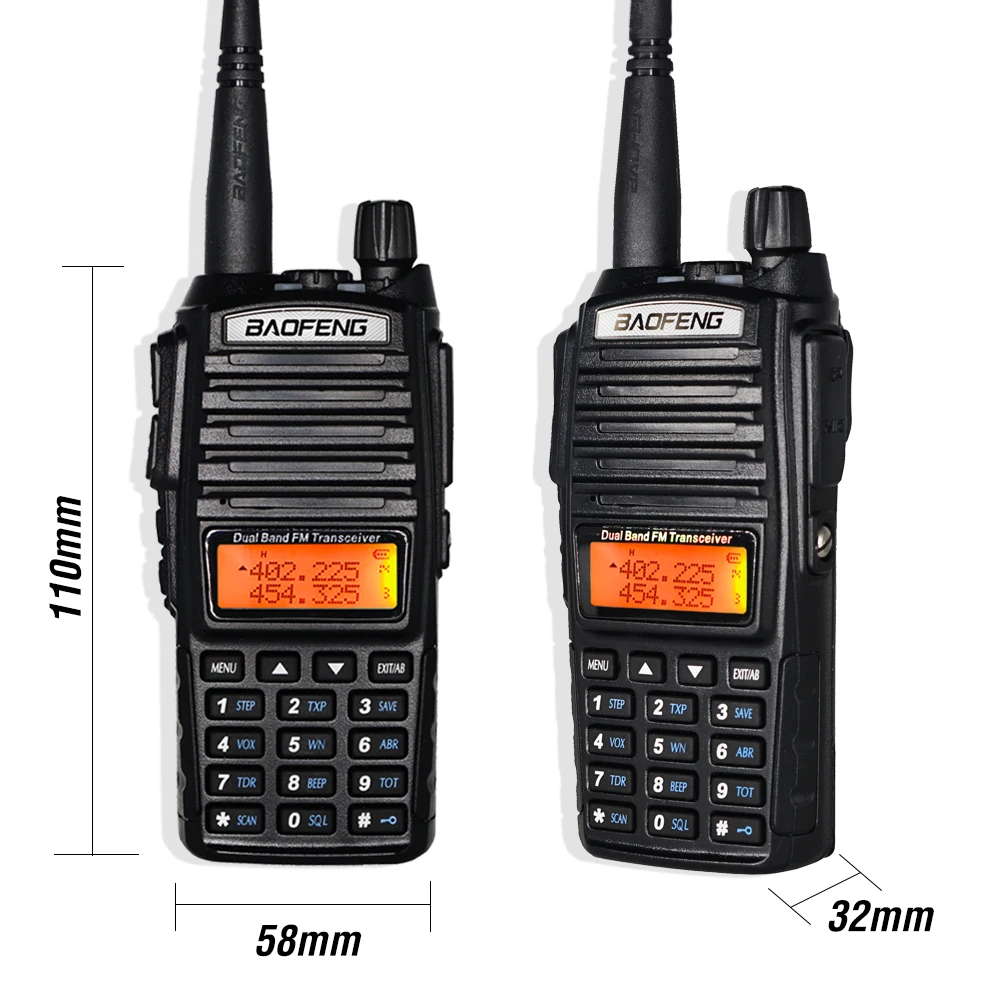 2pcs UV-82 Radio Baofeng Walkie Talkie 10km Real 8W Dual Band Radio UV82 Portable Two-way Radio Ham Radio FM Transceiver VHF UHF