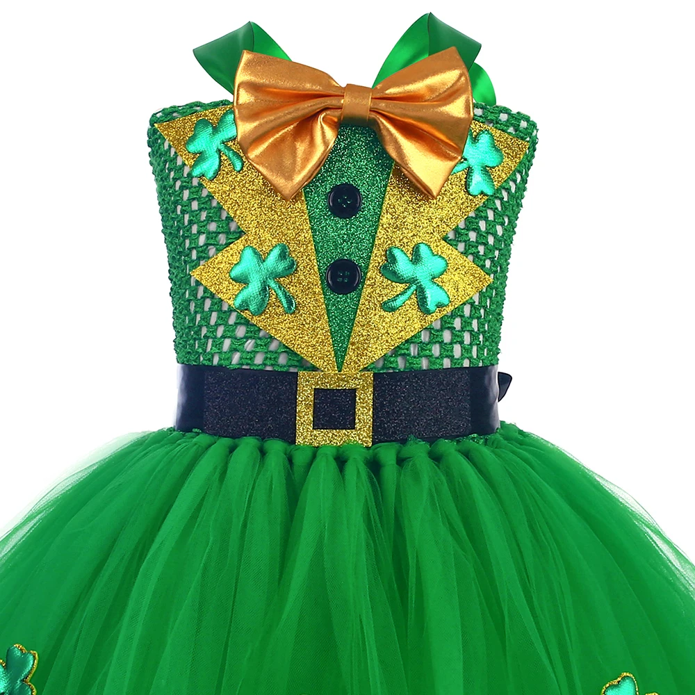 Костюмы ко Дню Святого Патрика для девочек зеленое женское платье Leprechaun детей