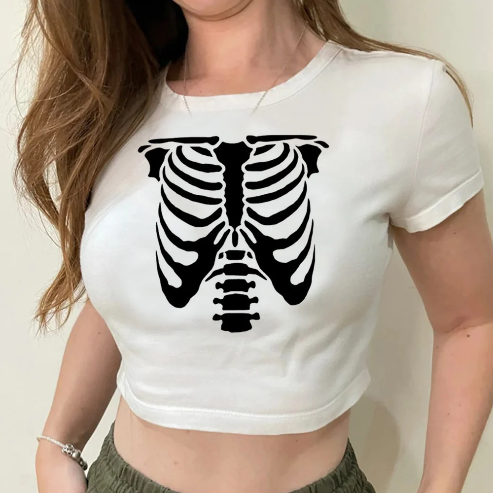 

Skeleton trashy fairycore korean fashion crop top Woman kawai aesthetic fairycore hippie t-shirts