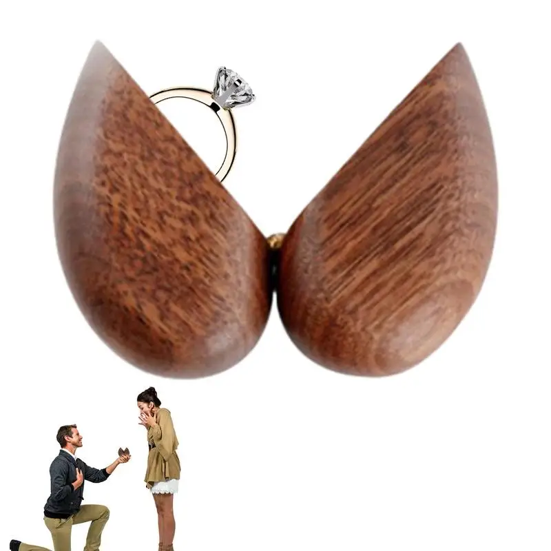 

Heart Shaped Ring Box Magnetic Proposal Ring Case Solid Wood Ring Case For Wedding Proposal Ceremony Ring Storage