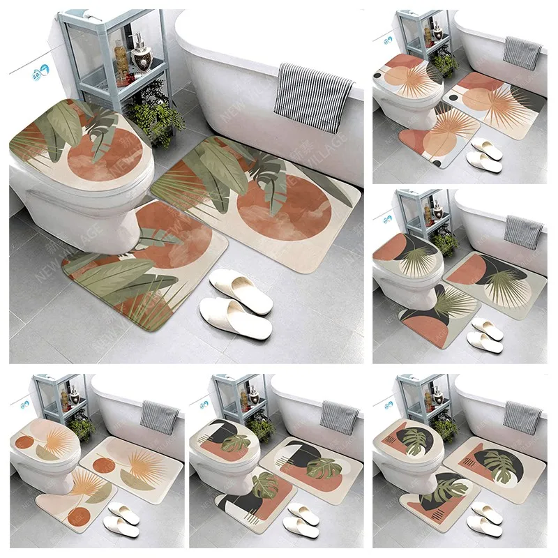 

Противоскользящий Коврик для ванны, коврик для ванной комнаты, коврик для душа, декоративный Впитывающий Коврик для ног, вход в ванну, коврик для туалета в стиле бохо, скандинавский лист