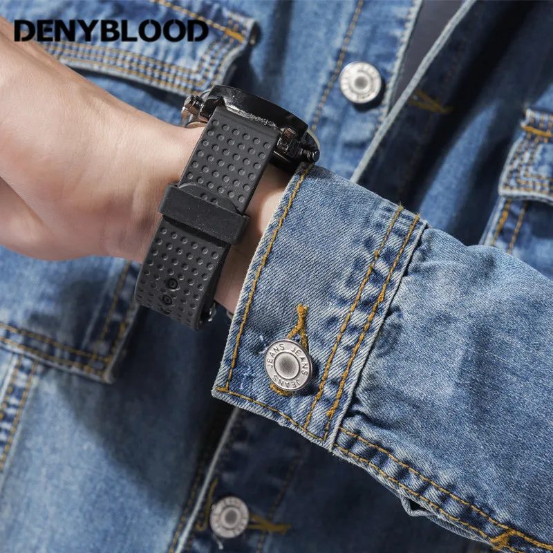 Denyblood Jeans Mens Denim Overalls Full Sleeves Slim Straight Bib Pants Jumpsuit for Man Working Clothing 2022 Autum New 2026