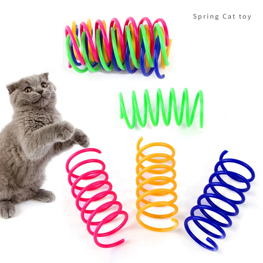 

4pcs Colorful Springs Cat Toy Durable Spiral Spring Interactive Toy Creative Cat Activity Bouncing Training Fun Pet Accessories