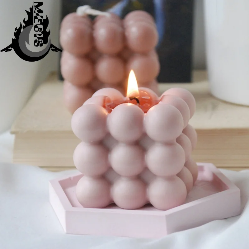 

MEBIS Magic Cube Candle Mould Soy Wax Essential Oil Aromatherapy Candle Candle Material Wax Mold Pink White Rubik's Cube Candles