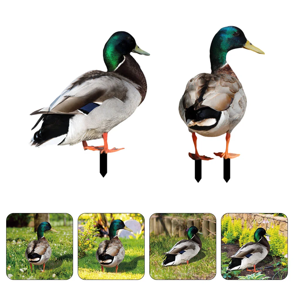 

2 Pcs Outdoor Sign Gardening Duck Figurines Resin Duck Figures Garden Duck Statue Silhouette Yard Stake Animal Yard Decor