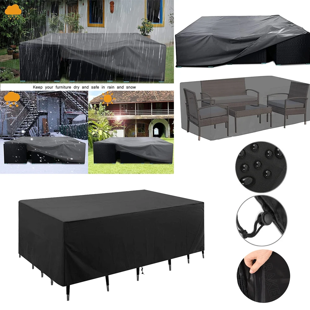 

82 Sizes Waterproof Outdoor Patio Garden Furniture Covers Rain Snow Chair Cover for Sofa Table Chair Dust Proof Gray Black