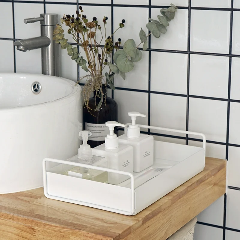

Nordic Style Dining Tray Washroom Table Storage Tray Ins Style Metal Art Tray Bathroom Storage Rack