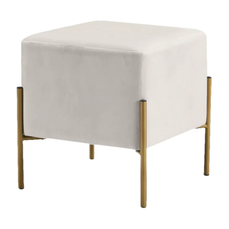 

Meridian Furniture Contemporary Isla Cream Velvet Ottoman/Stool, 15.5" W x 15.5" D x 17.5" H-Color: Cream Velvet, Fin
