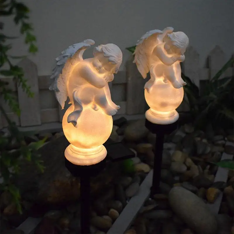 

Solar LED Angel Garden Stake Lights resin angel shaped statue Waterproof Solar garden lamp European landscape lamp Outdoor Decor