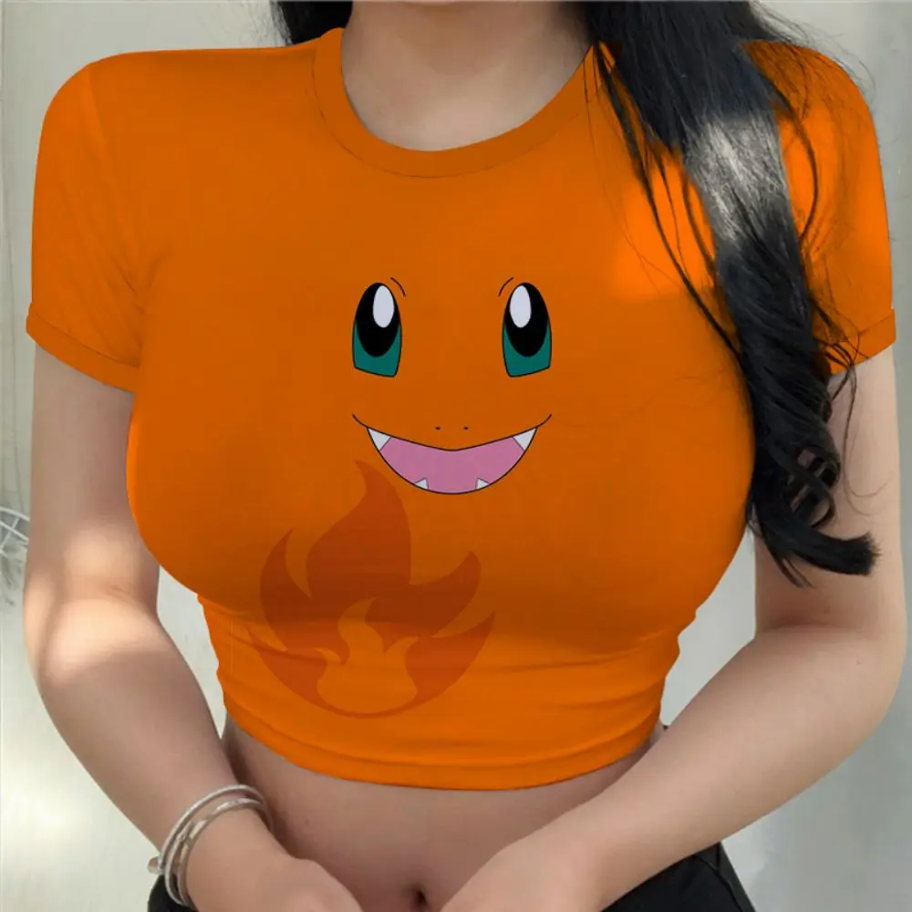 

Fashion O Neck Y2k Tops Pikachu New Pokemon 2023 Crop Top T-shirts T-shirt Summer Woman Clothing Short Sleeve Tee Kawaii Pikachu