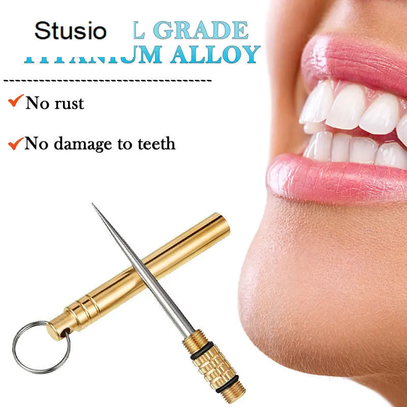 

Titanium Outdoor Edc Portable Multi-Purpose Toothpick Bottle Fruit Fork Camping Tool Toothpick Tube Is More Durable Than Floss