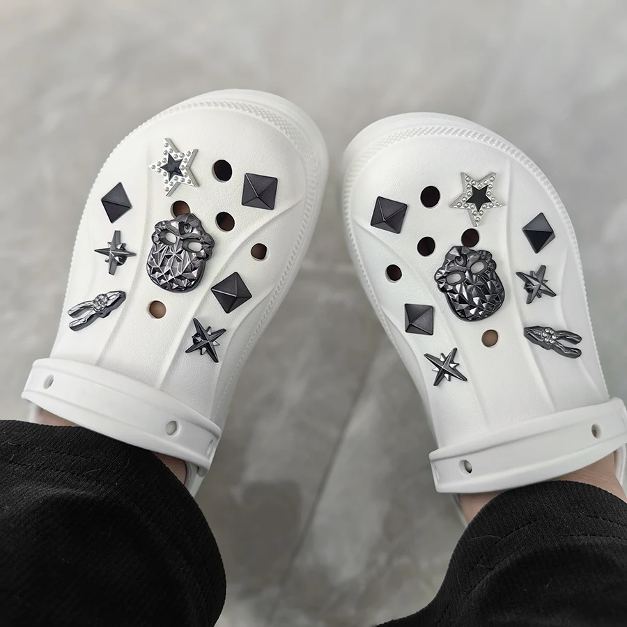 18 Шт. Череп Звезды Серые Заклепки Украшения Для Обуви Очаровательные Ремни Crocs