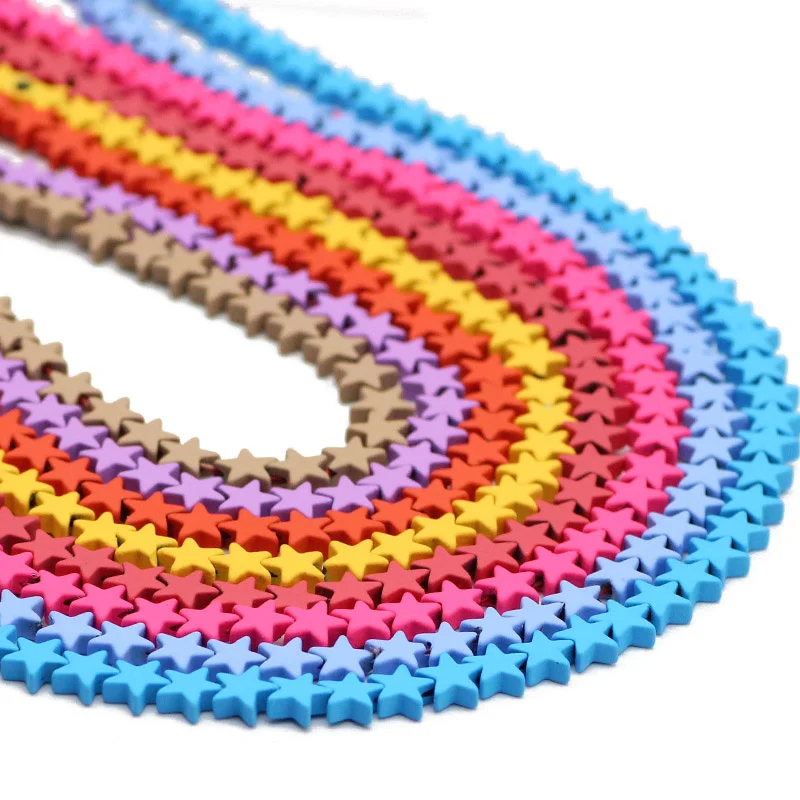 

WLYeeS Red Blue 6mm Star Matte Rubber Hematite Spacer Beads Natural Stone Pentagram Loose Beads for Jewelry Bracelet Making DIY