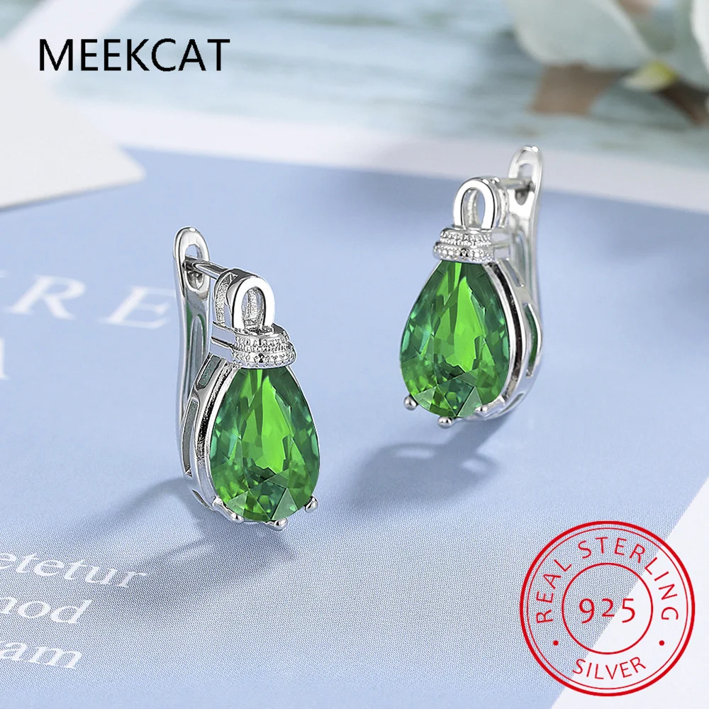 Серьги-кольца из стерлингового серебра 925 пробы с натуральным красным гранатом