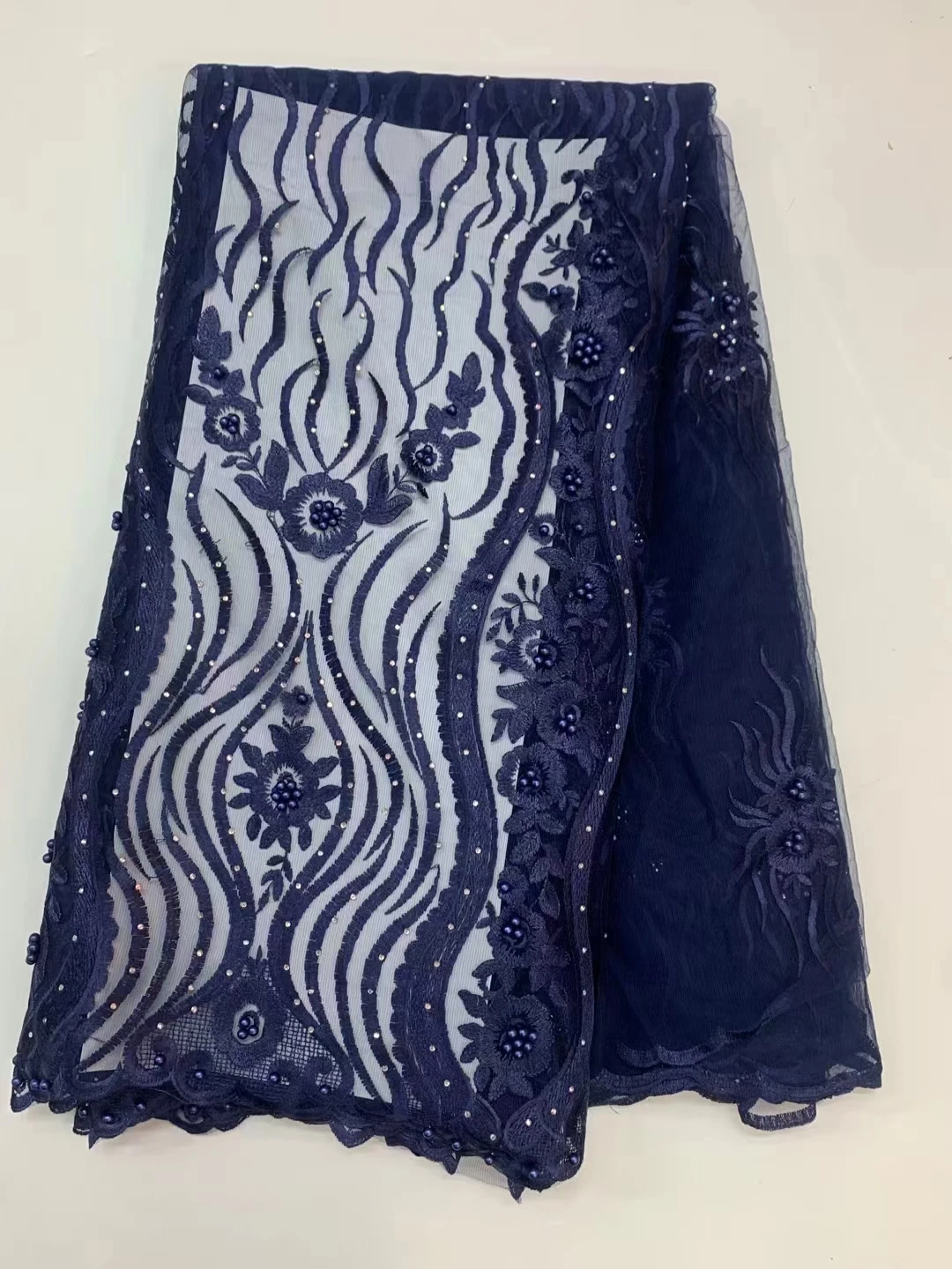 

2022 french Sequins Lace Beaded Pearl Fabric Tailor Crafts For Cloth Evening Dress Designer african Lace Fabric 5Yards