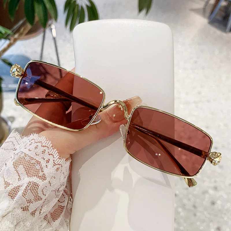 Маленькие квадратные солнцезащитные очки с леопардовым принтом для женщин и