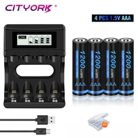 cityork 1 5v aaa li ion rechargeable battery 1200mwh 1 5v aaa 3a lithium battery 4 slots 1 5v aa aaa lithium battery charger