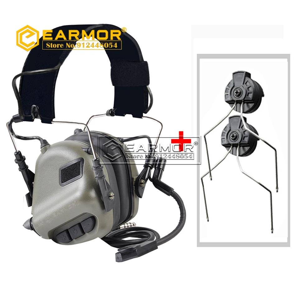 

EARMOR M32 MOD4 Tactical Headset & ARC Rail Adapter Set Shooting Noise Clearance Communication for Fast Loading Fast Helmet Rail